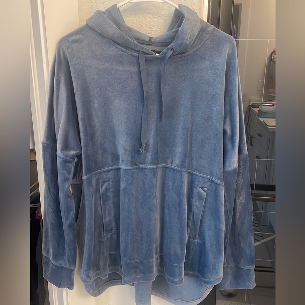 blue velvet oversized hoodie